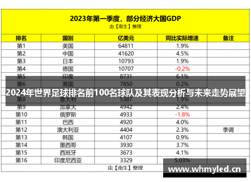 2024年世界足球排名前100名球队及其表现分析与未来走势展望