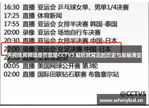 央视体育频道是否就是CCTV5 解析其背后的历史与发展演变