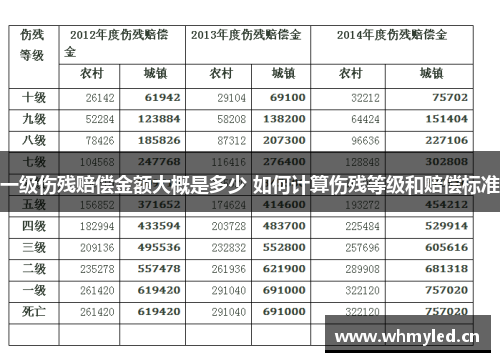 一级伤残赔偿金额大概是多少 如何计算伤残等级和赔偿标准